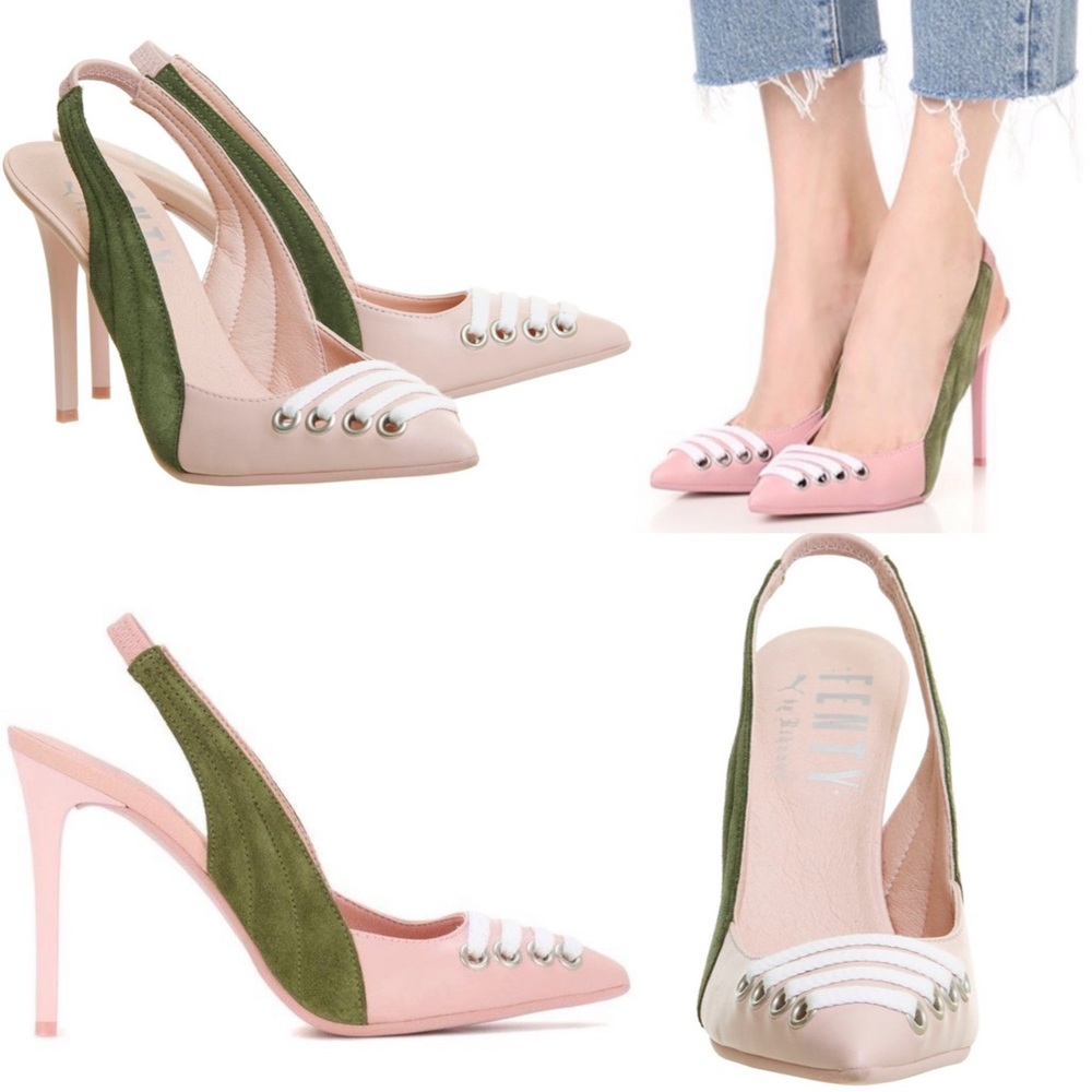 🎈SUPER SALE🎈Fenty Puma by Rihanna Pink & Green Slingback Heels